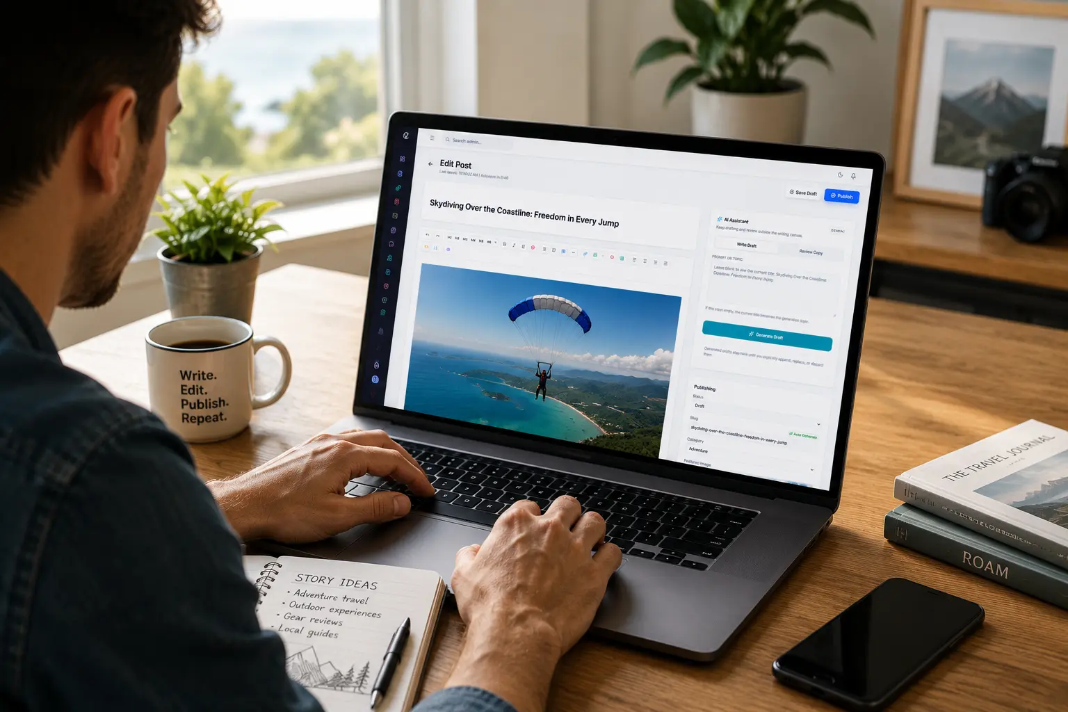 Independent publisher editing an article in the VonCMS editorial dashboard